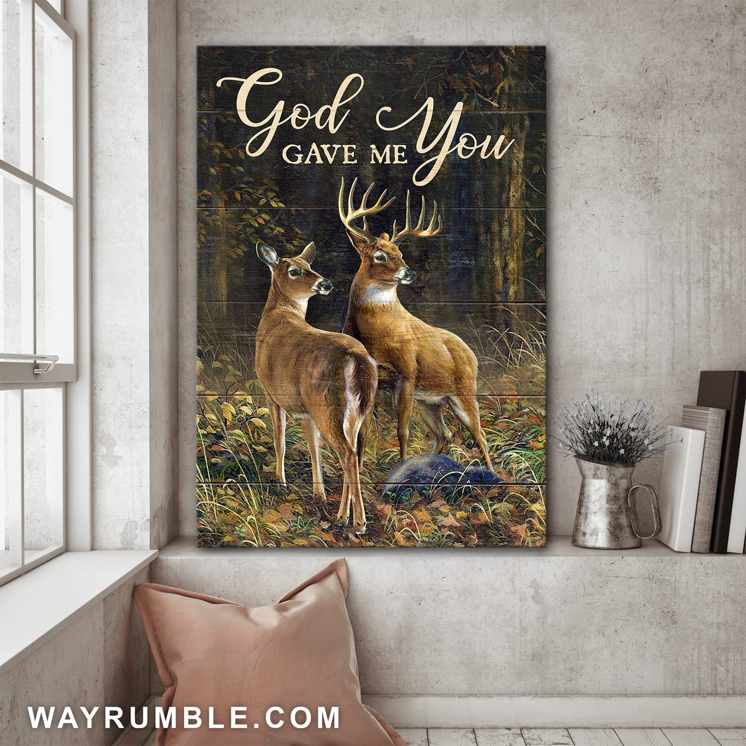 Deer painting, Into the forest, God gave me you - Portrait Canvas Prints, Wall Art
