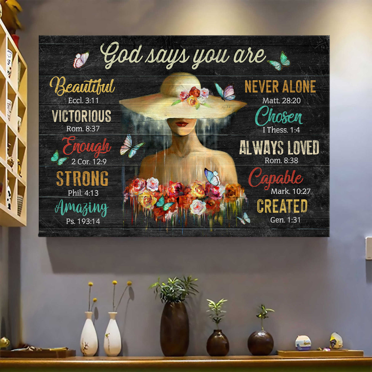 Flower girl, Butterfly, God says you are - Jesus Landscape Canvas Prints, Wall Art