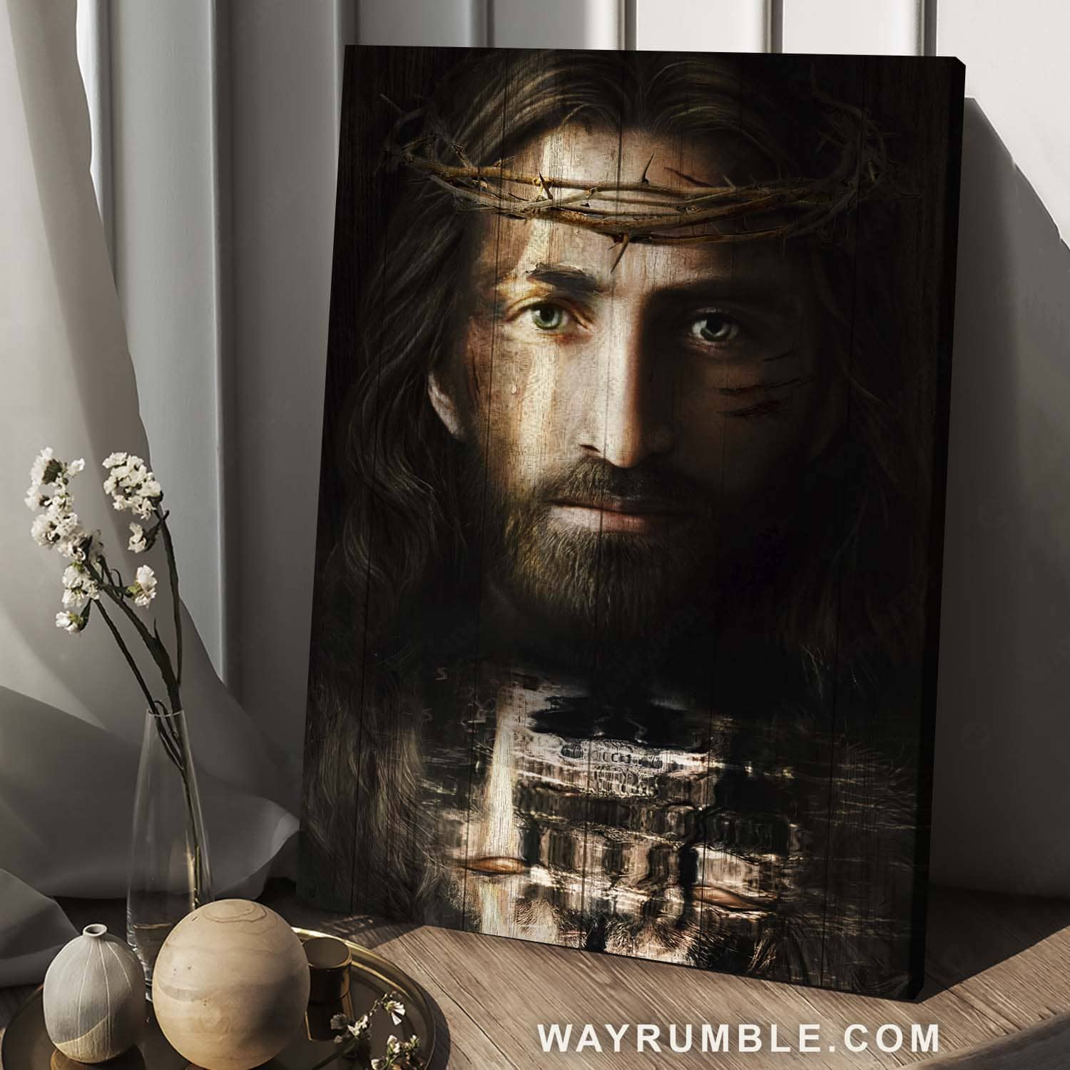 Abstract Jesus painting, Jesus Christ, Crown of thorns, Christ the redeemer - Jesus Portrait Canvas Prints, Christian Wall Art