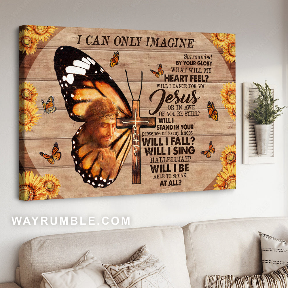 Unique butterfly, Cross symbol, The face of Jesus, I can only imagine - Jesus Landscape Canvas Prints, Christian Wall Art