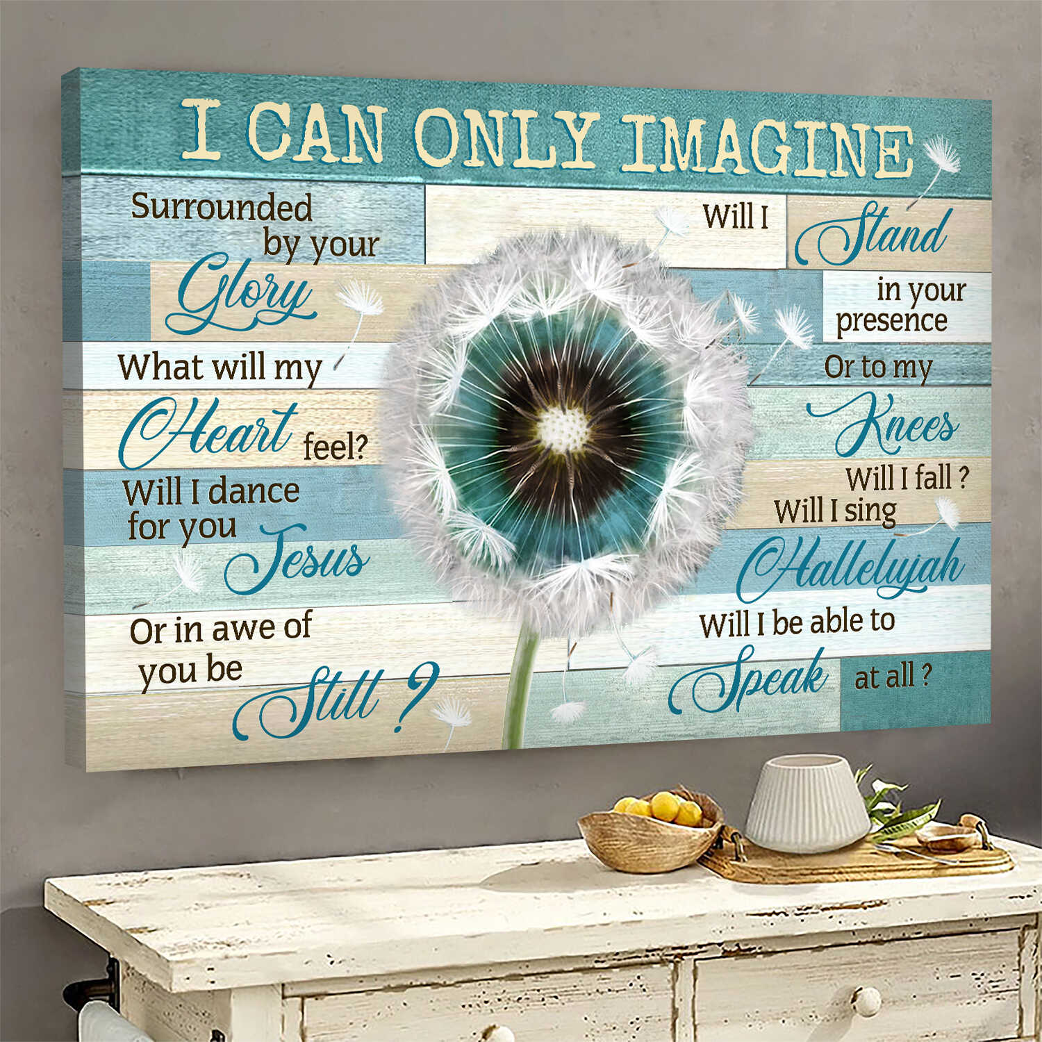 Dandelion, Green background, I can only imagine - Jesus Landscape Canvas Prints, Wall Art