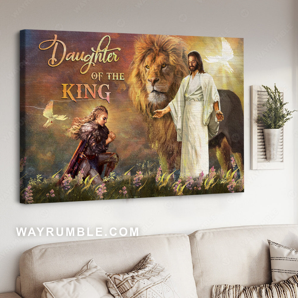Lion of Judah, Warrior of God, Holy spirit dove, Jesus painting, Daughter of the King - Jesus Landscape Canvas Prints, Christian Wall Art