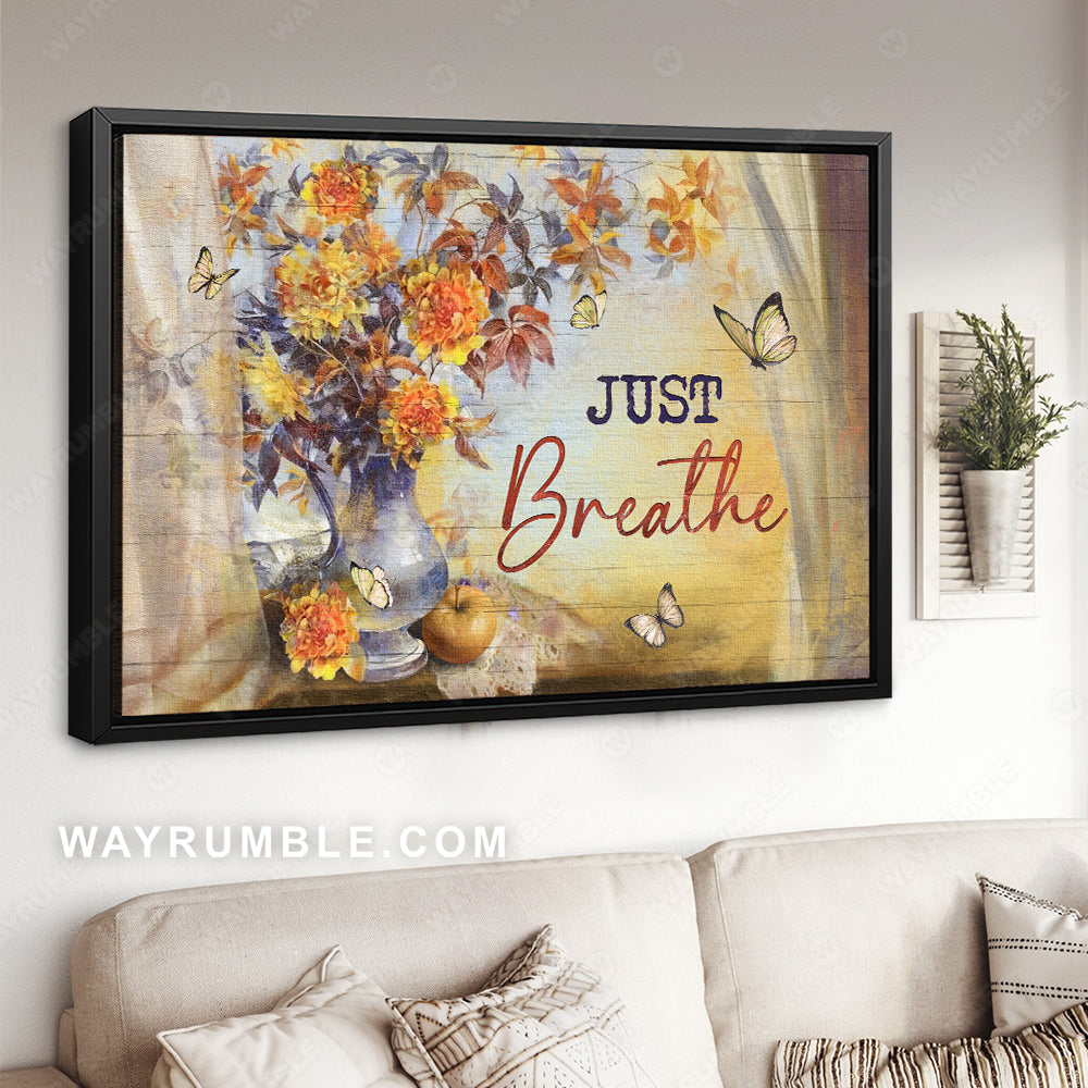 Gorgeous peony, Pretty butterfly, Beautiful flower painting, Just breathe - Jesus Landscape Canvas Prints, Christian Wall Art