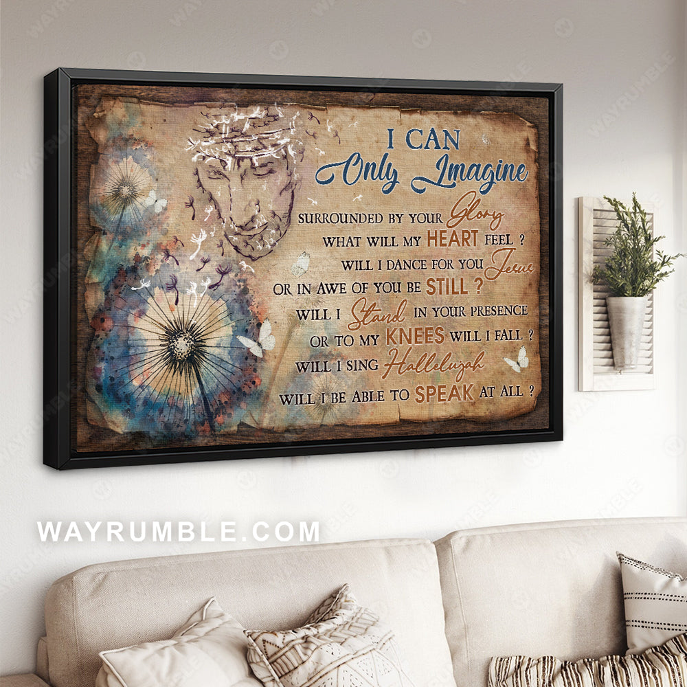 Abstract Jesus drawing, Religious song, Dandelion painting, I can only imagine - Jesus Landscape Canvas Prints, Christian Wall Art