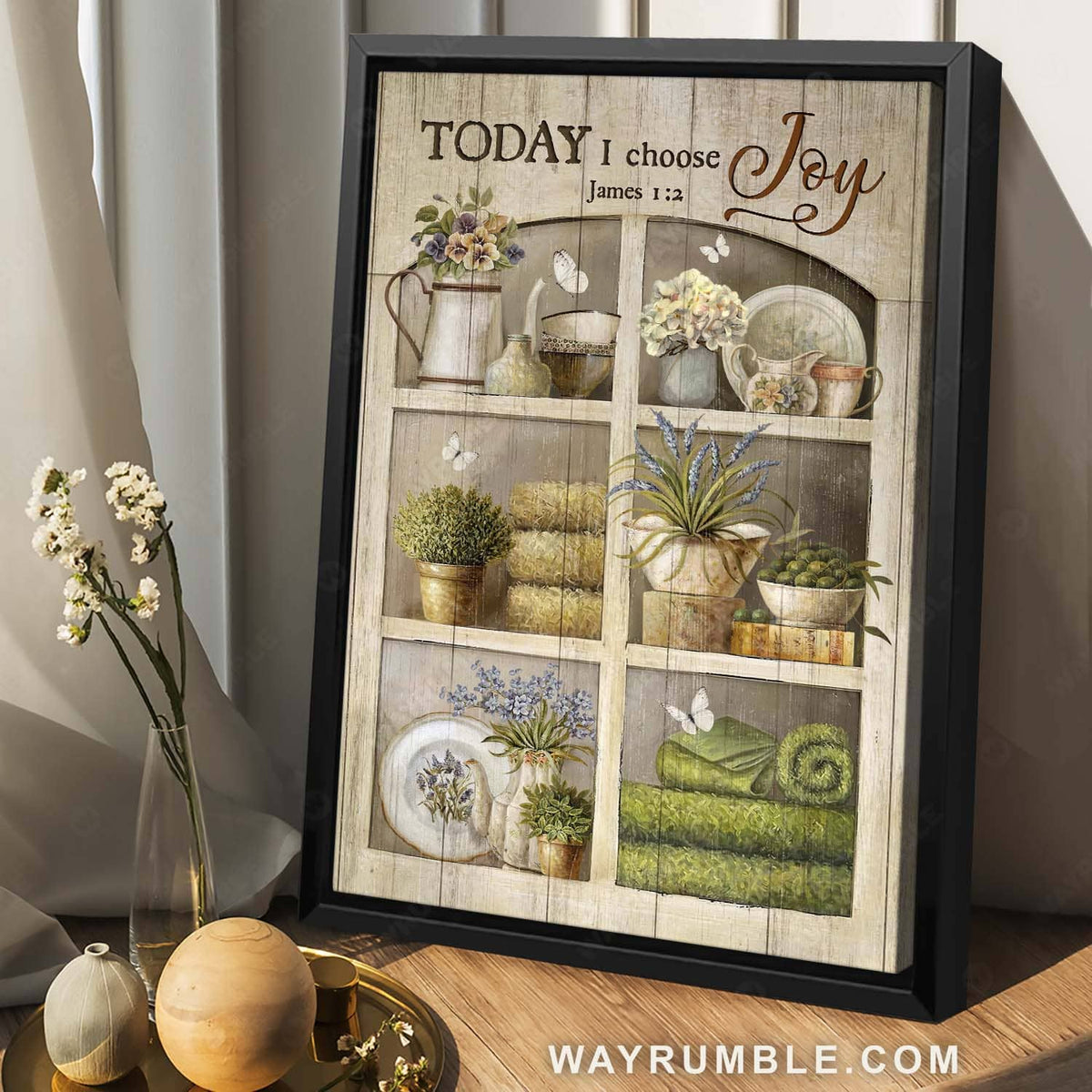 Amazing home decor, Pretty flower vase, White butterfly, Today I choose joy - Jesus Portrait Canvas Prints, Christian Wall Art