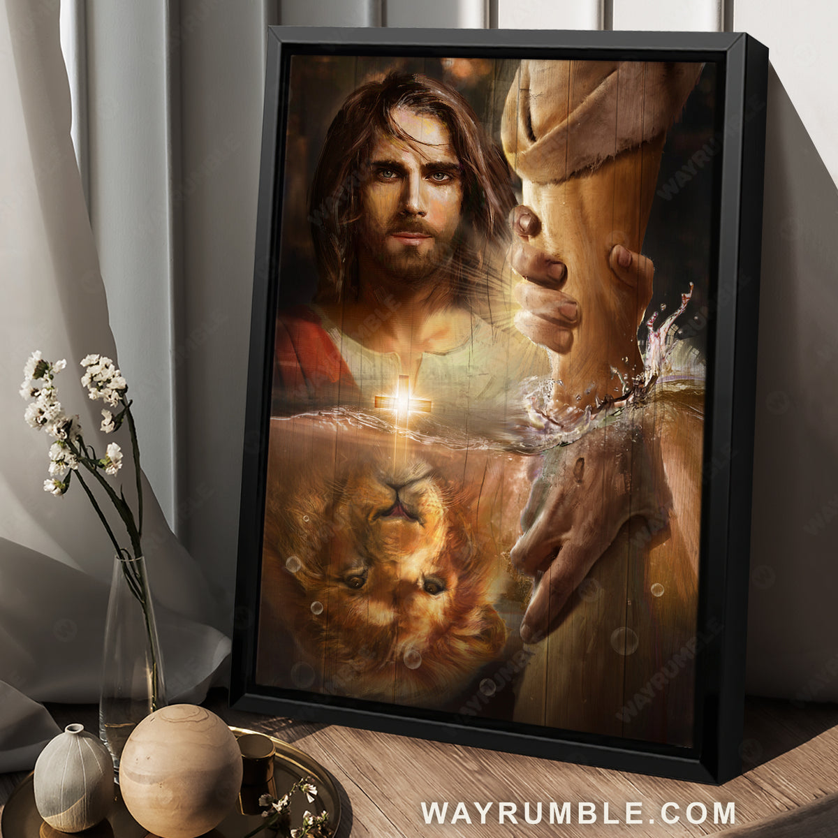 Lion of Judah, Jesus painting, I will uphold you with my righteous right hand - Jesus Portrait Canvas Prints, Christian Wall Art