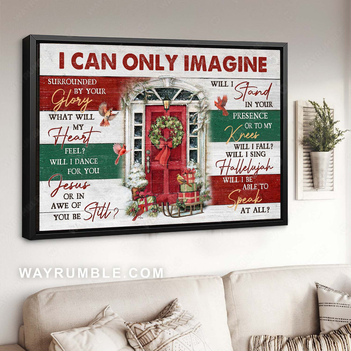 Christmas decoration, Cardinal drawing, Christmas gifts, I can only imagine - Jesus Landscape Canvas Prints, Home Decor Wall Art