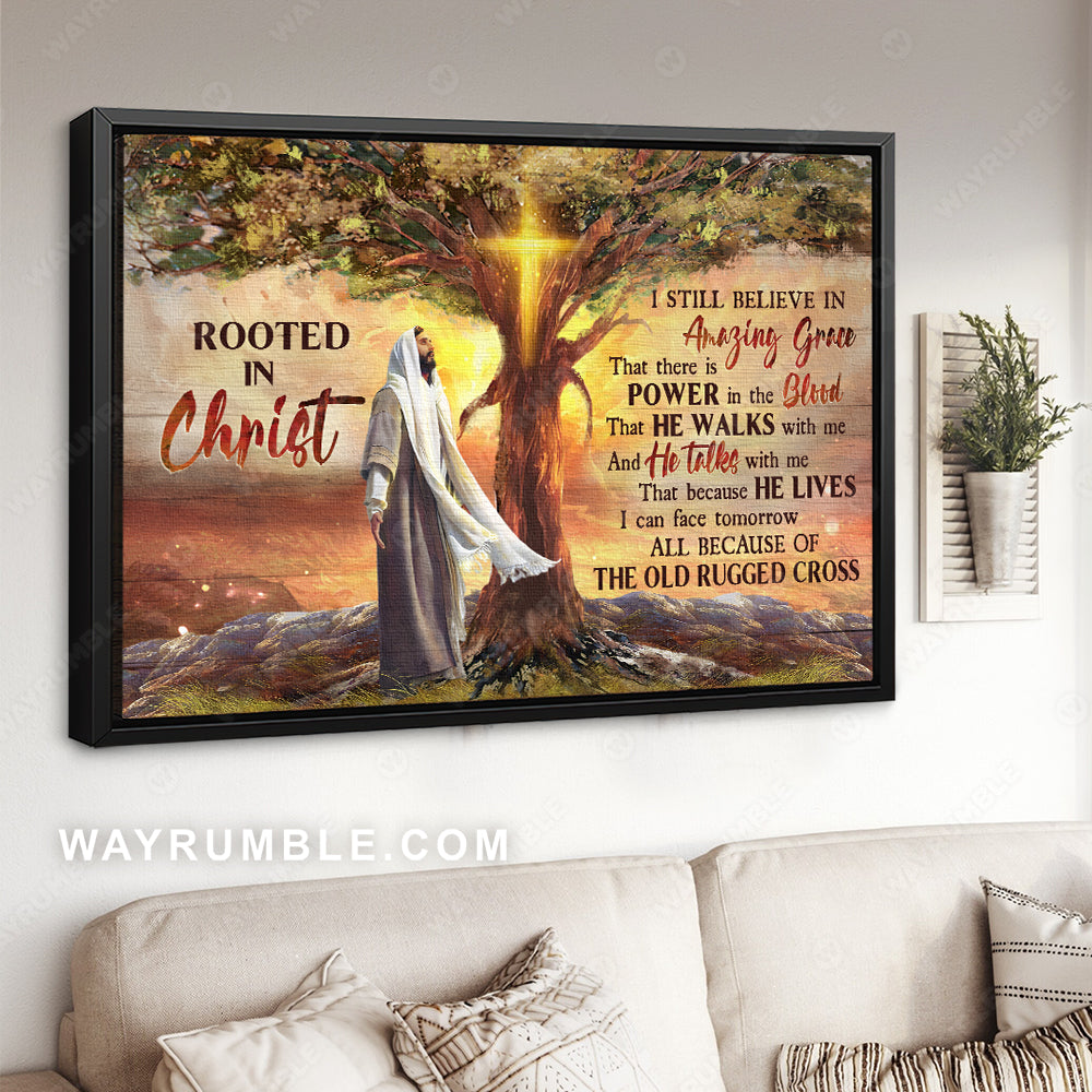 Abstract Jesus painting, Magic tree, Religious song, Bible verse, Rooted in Christ - Jesus Landscape Canvas Prints, Christian Wall Art