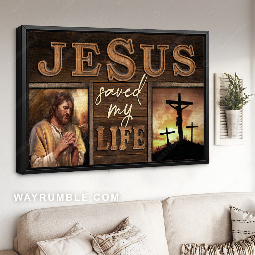 Abstract Jesus painting, Crucifixion of Jesus, Three crosses, Jesus saved my life - Jesus Landscape Canvas Prints, Christian Wall Art