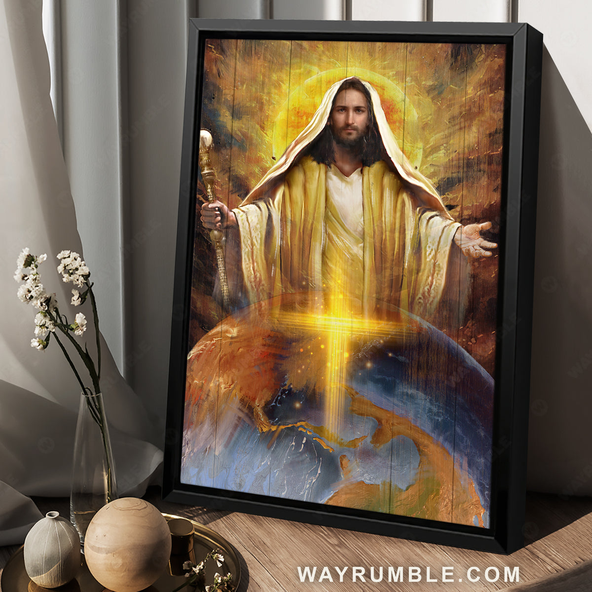 Abstract Jesus painting, Religious art, He&#39;s got the whole world in his hands - Jesus Portrait Canvas Prints, Christian Wall Art