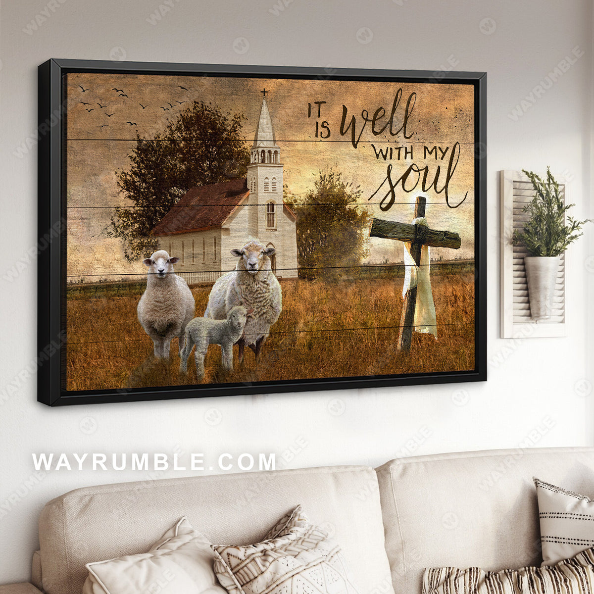 Church painting, Lamb of God, Old rugged cross, It it well with my soul - Jesus Landscape Canvas Prints, Christian Wall Art
