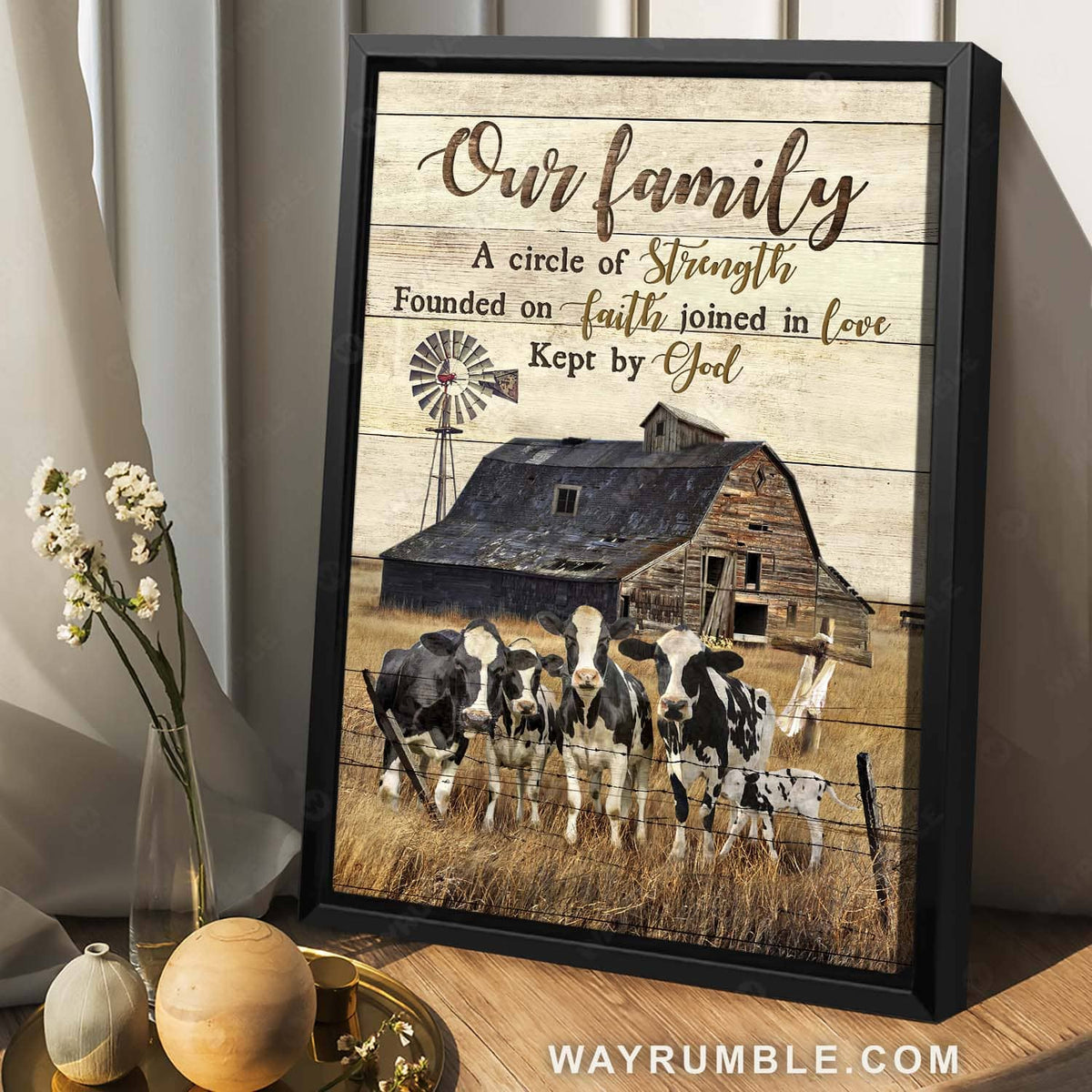 Dairy cow drawing, Farm animal, Rustic farmhouse, Our family kept by God - Jesus Portrait Canvas Prints, Home Decor Wall Art