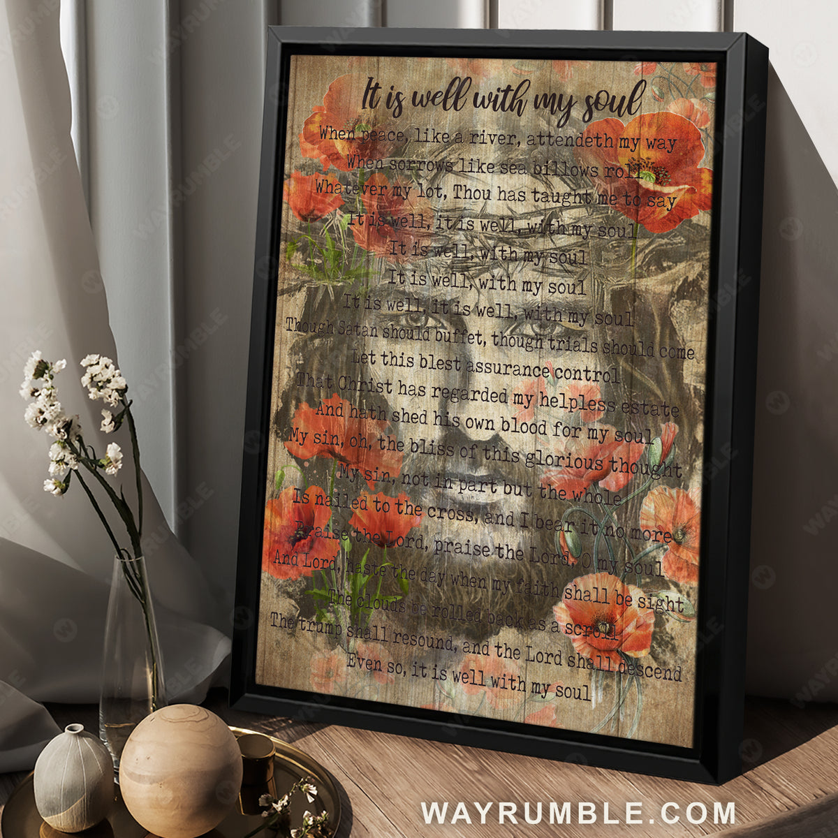 Beautiful Jesus painting, Amazing old song, Pretty flowers, It is well with my soul - Jesus Portrait Canvas Prints, Christian Wall Art