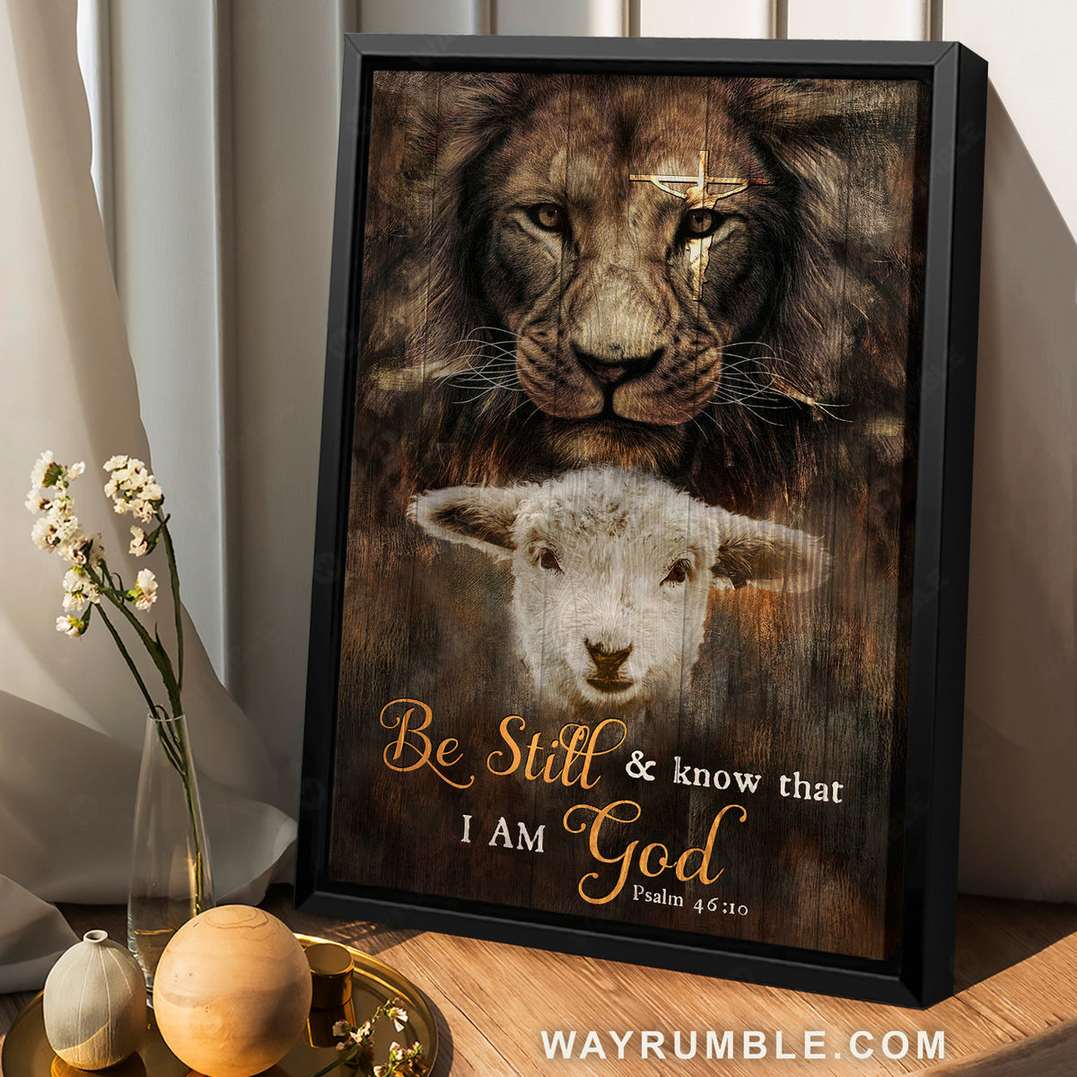 Great Lion of Judah, Lamb of God, Jesus on the cross, Be still &amp; know that I am God - Jesus Portrait Canvas Prints, Christian Wall Art