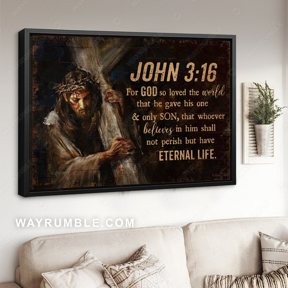Christ the redeemer, Jesus painting, Wooden cross, For God so loved the world - Jesus Landscape Canvas Prints, Christian Wall Art