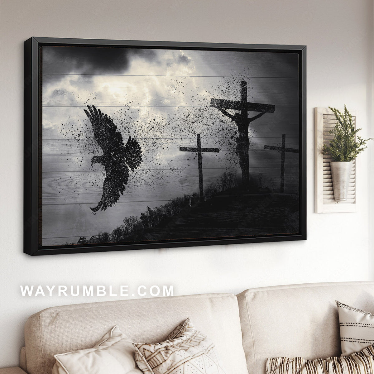 Amazing dove, Baptism of Jesus, Holy spirit, Jesus Christ on the cross - Jesus Landscape Canvas Prints, Christian Wall Art