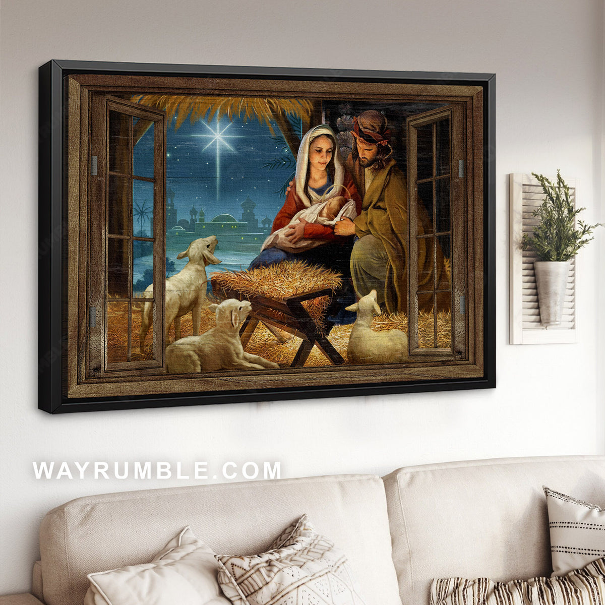 Birth of Jesus, Lamb of God, Star of Bethlehem, Jesus manger - Jesus Landscape Canvas Prints, Christian Wall Art