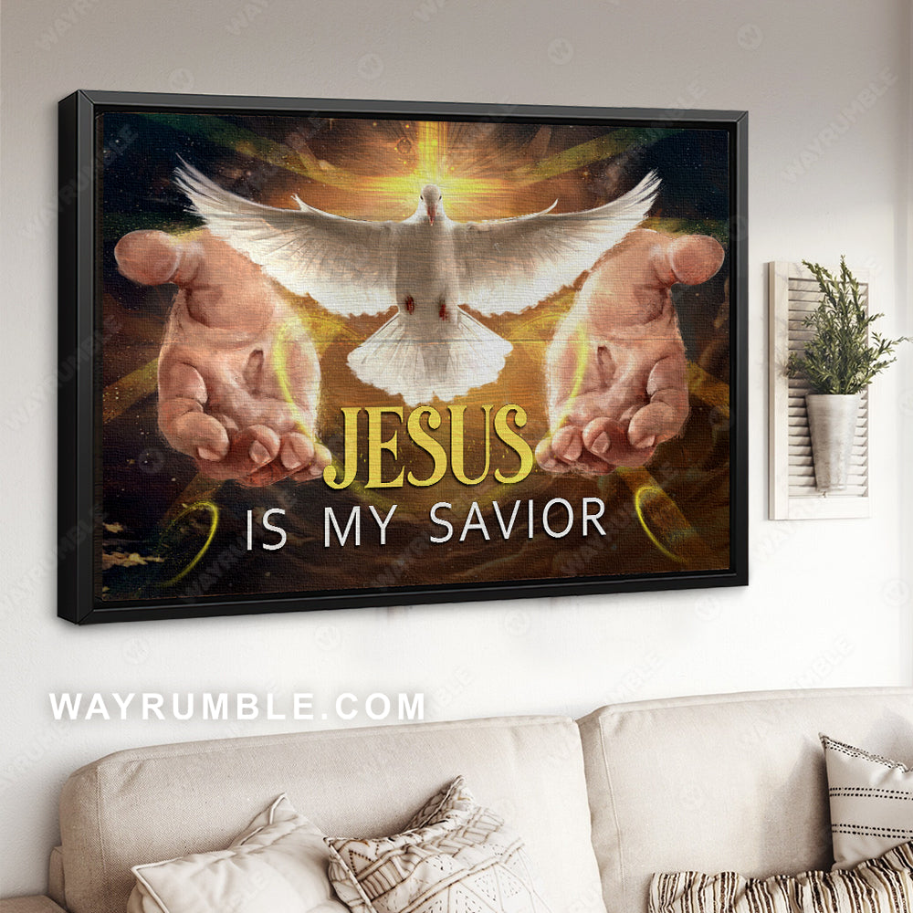 Holy spirit dove, Shining cross, Inpirational painting, Jesus is my savior - Jesus Landscape Canvas Prints, Christian Wall Art