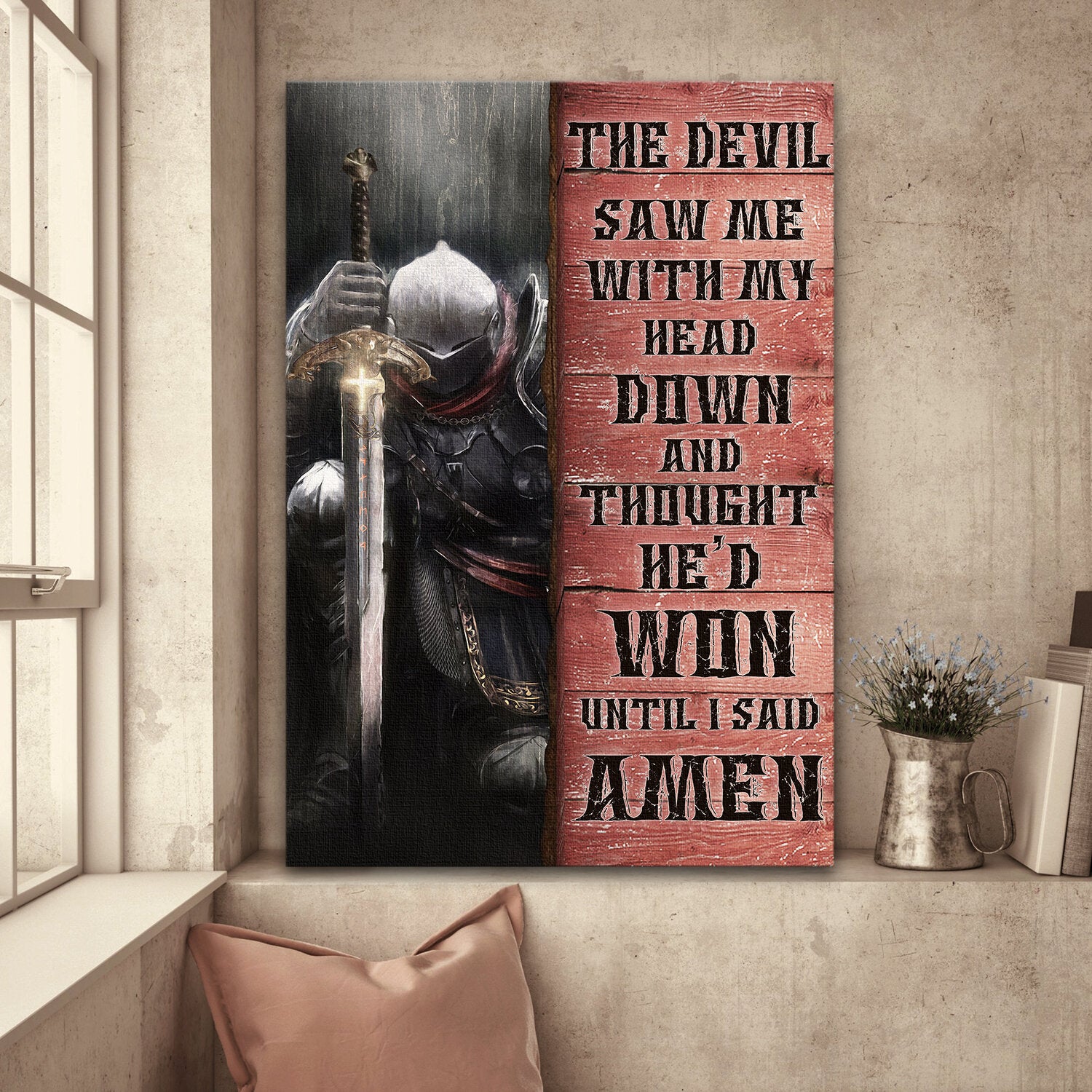 Warrior, The devil thought he's won until I said Amen - Jesus Portrait Canvas Prints, Wall Art