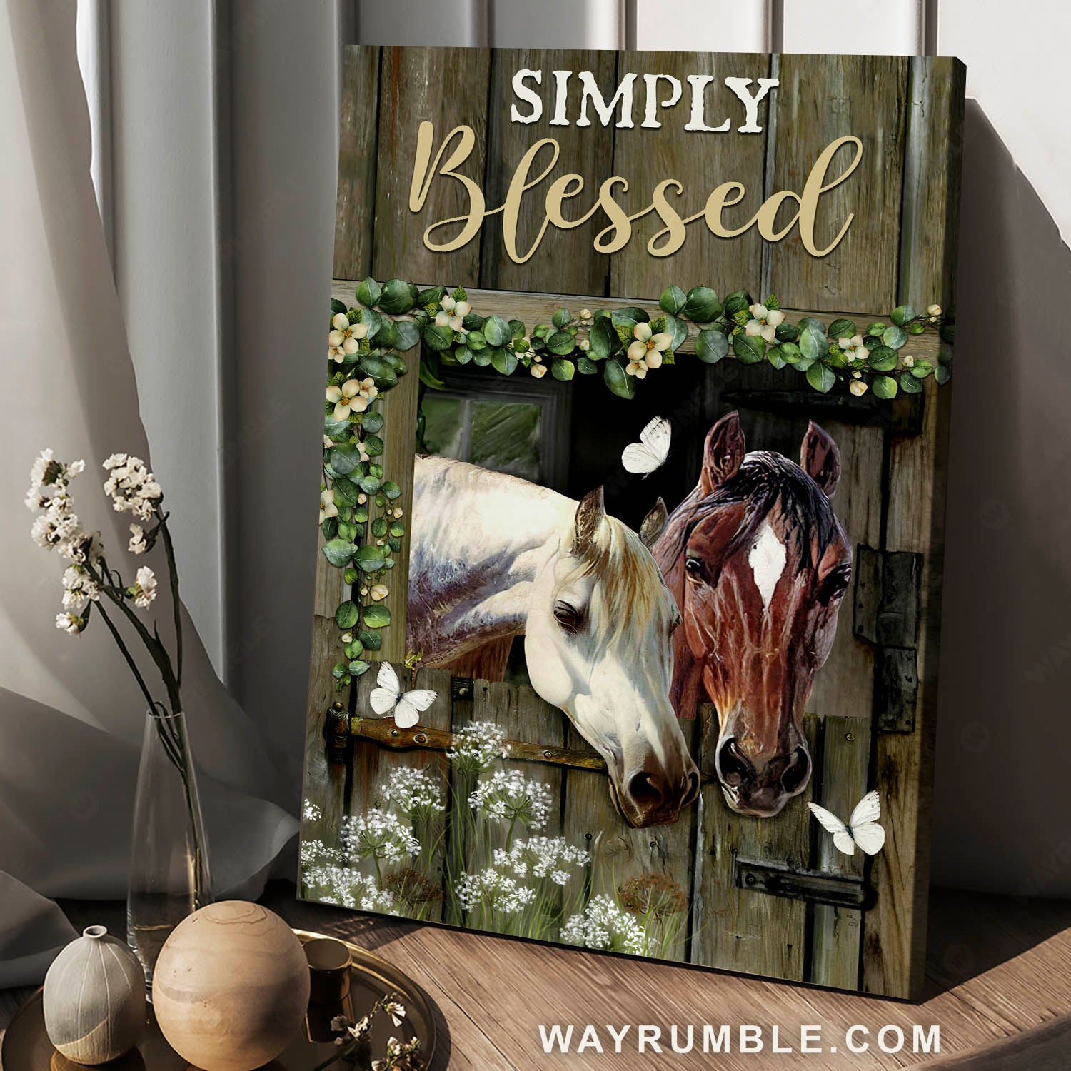 Beautiful horse painting, Lovely butterfly, Happy horse stable, Simply blessed - Jesus Portrait Canvas Prints, Christian Wall Art