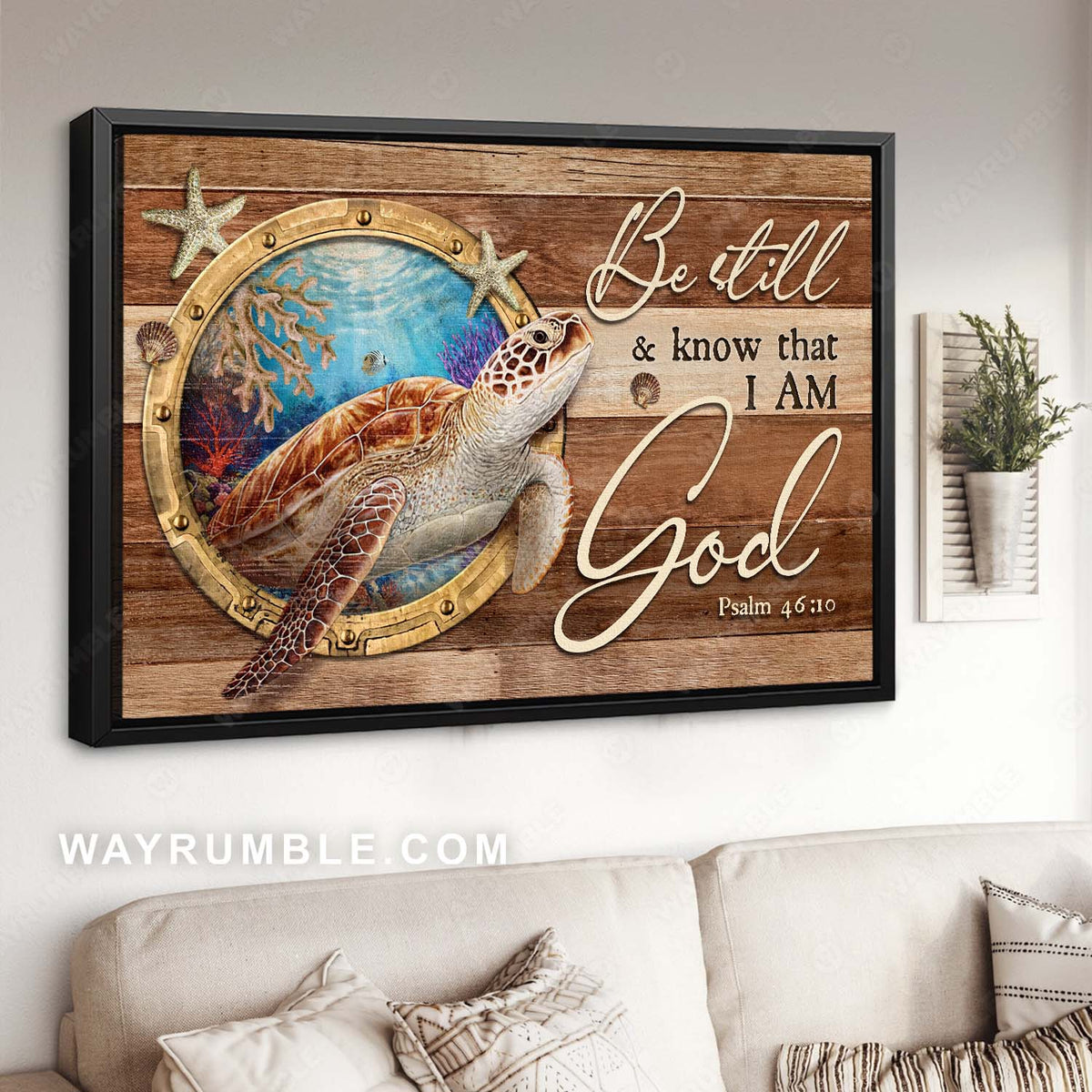 Sea tutle, Deep sea, Ocean life, Bible verse, Be still &amp; know that I am God - Jesus Landscape Canvas Prints, Home Decor Wall Art