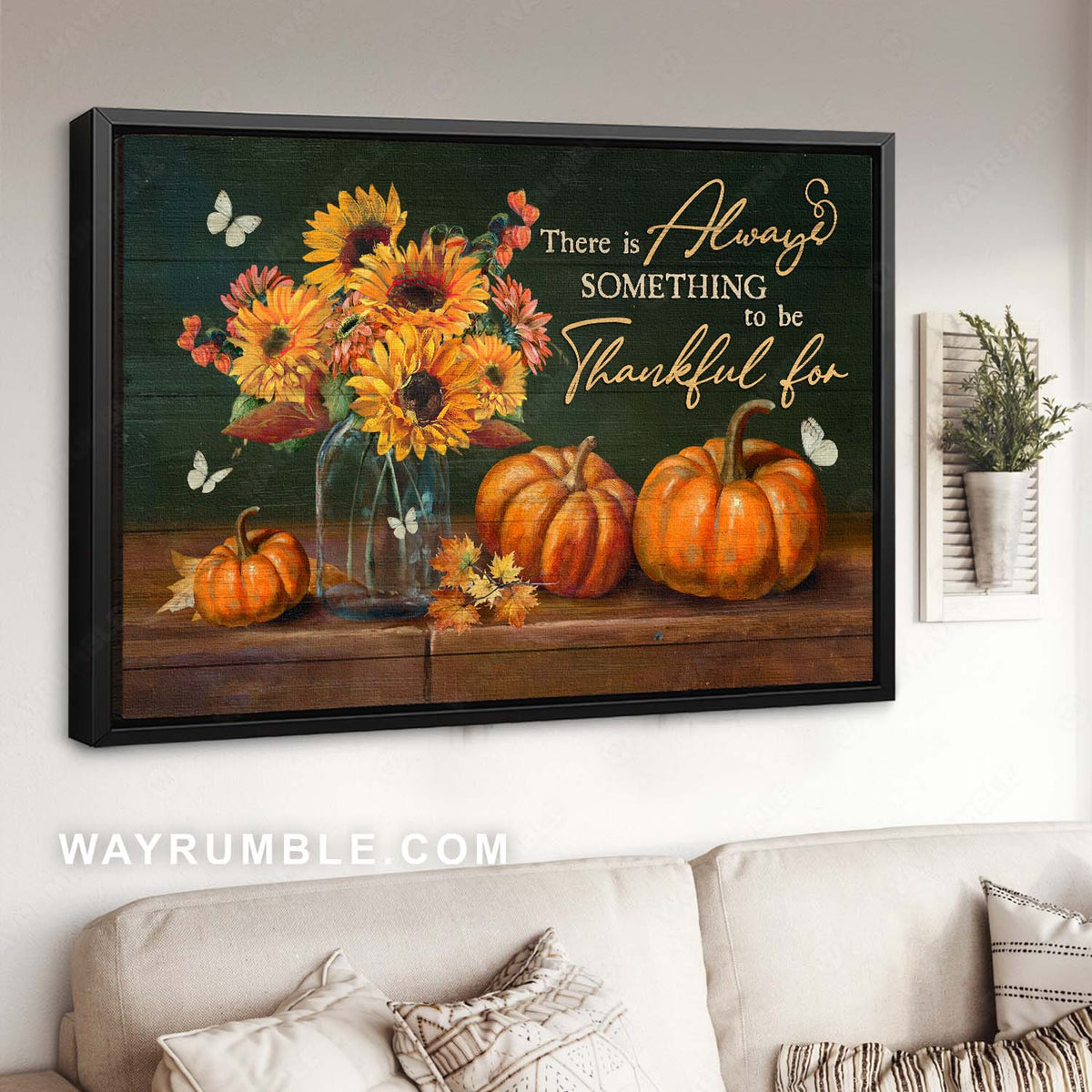 Sunflower vase, Pumpkin drawing, There is always something to be thankful for - Jesus Landscape Canvas Prints, Home Decor Wall Art