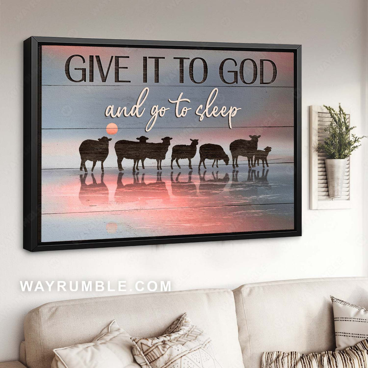 Abstract painting, Lamb of God, Religious art, Give it to God and go to sleep - Jesus Landscape Canvas Prints, Christian Wall Art