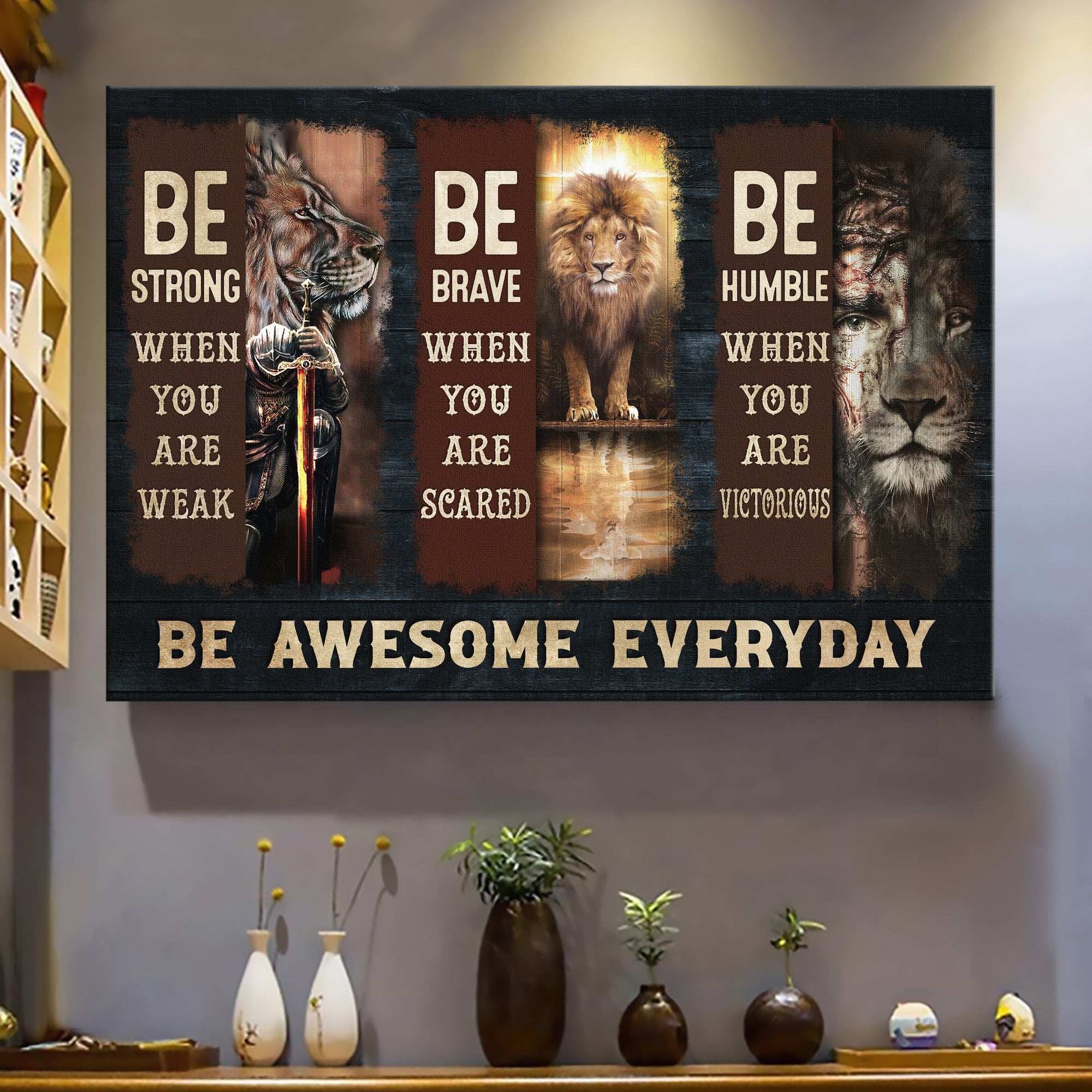 Lion of Judah, Warrior, Be awesome everyday - Jesus Landscape Canvas Prints, Wall Art