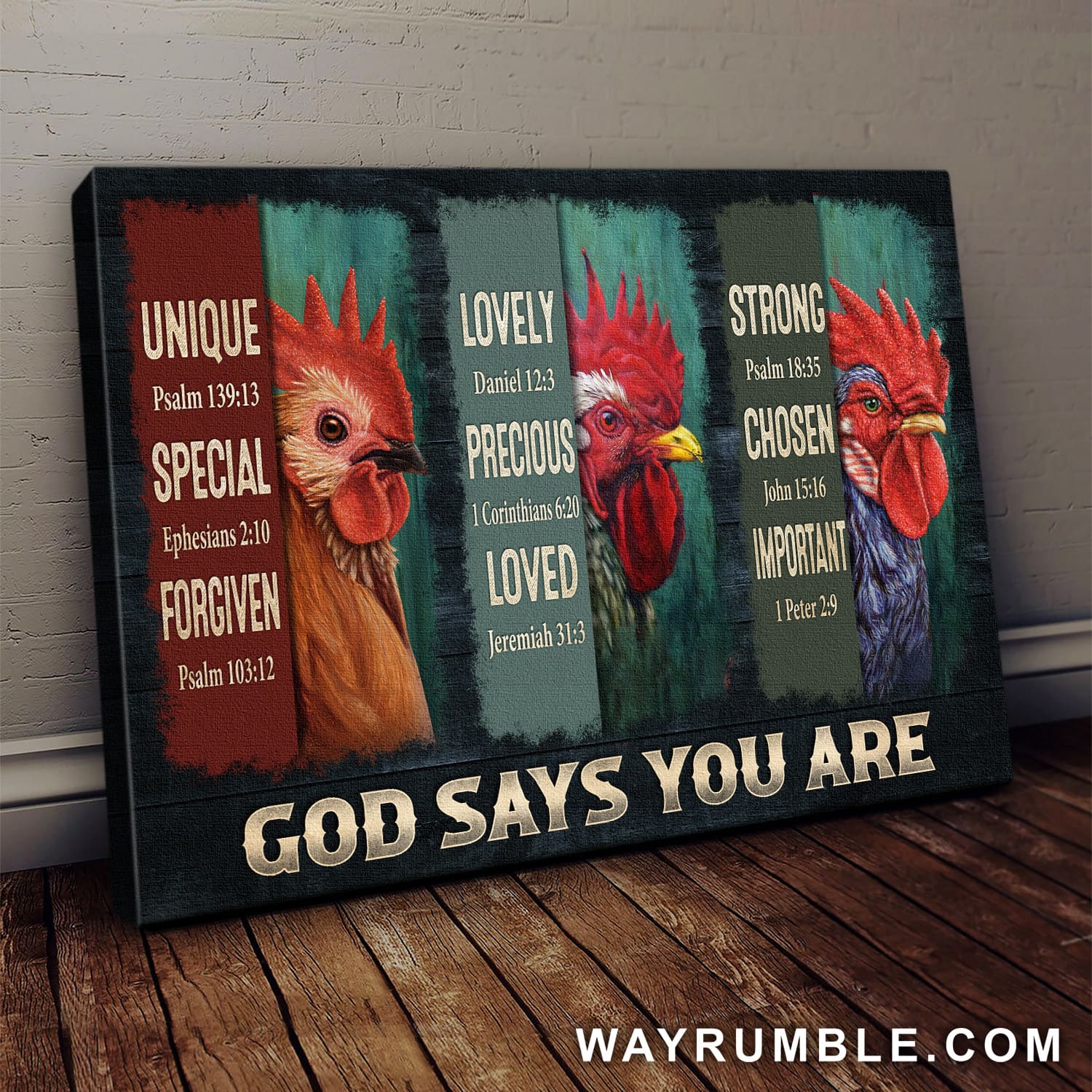 Amazing chicken, God says you are - Jesus Landscape Canvas Prints, Wall Art