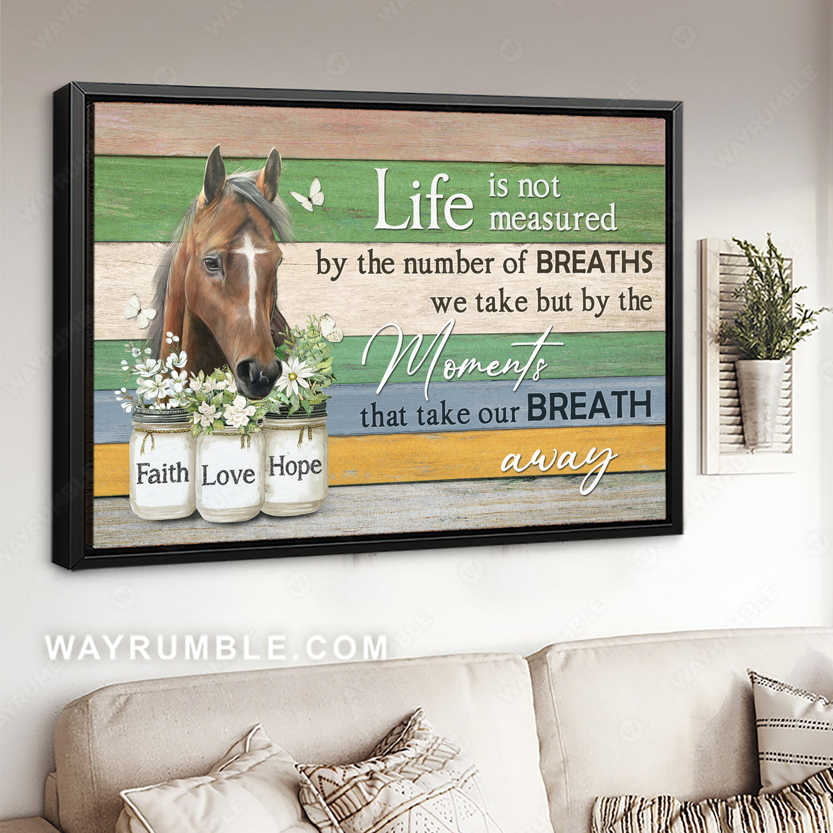Horse face, White butterfly, Life is not measured by the number of breaths we take - Jesus Landscape Canvas Prints, Christian Wall Art