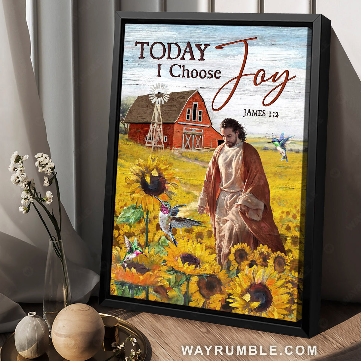 Jesus painting, Sunflower field, Awesome hummingbird, Today I choose joy - Jesus Portrait Canvas Prints, Christian Wall Art