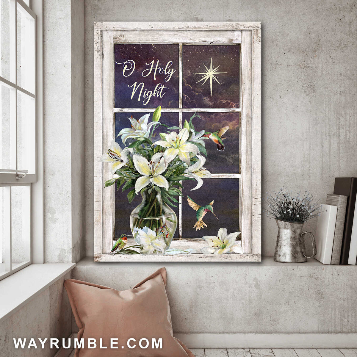 Lily vase, Hummingbird, A holy night - Jesus Portrait Canvas Prints, Wall Art