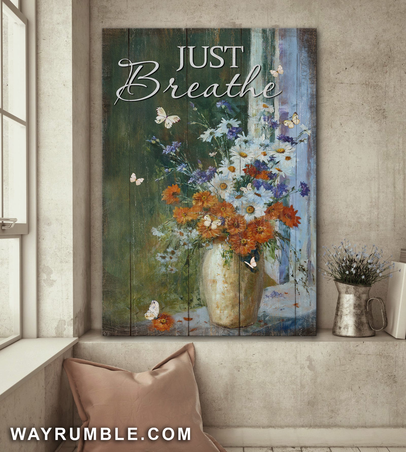 Flower vase, Still Painting, Butterfly, Just breathe - Jesus Portrait Canvas Prints, Wall Art
