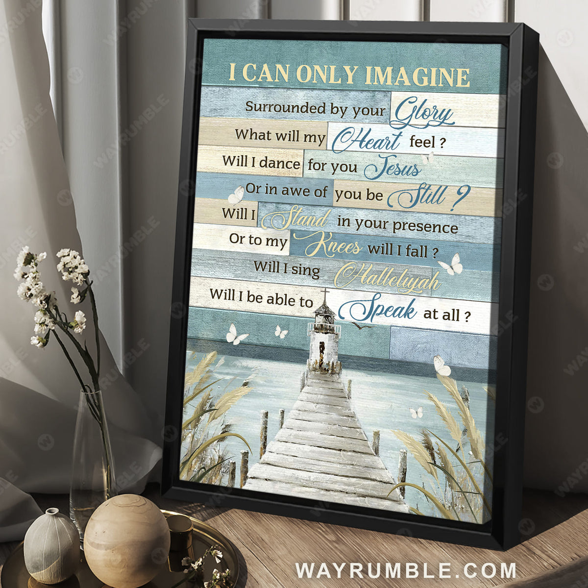 Church painting, By the river, I can only imagine - Jesus Portrait Canvas Prints, Wall Art