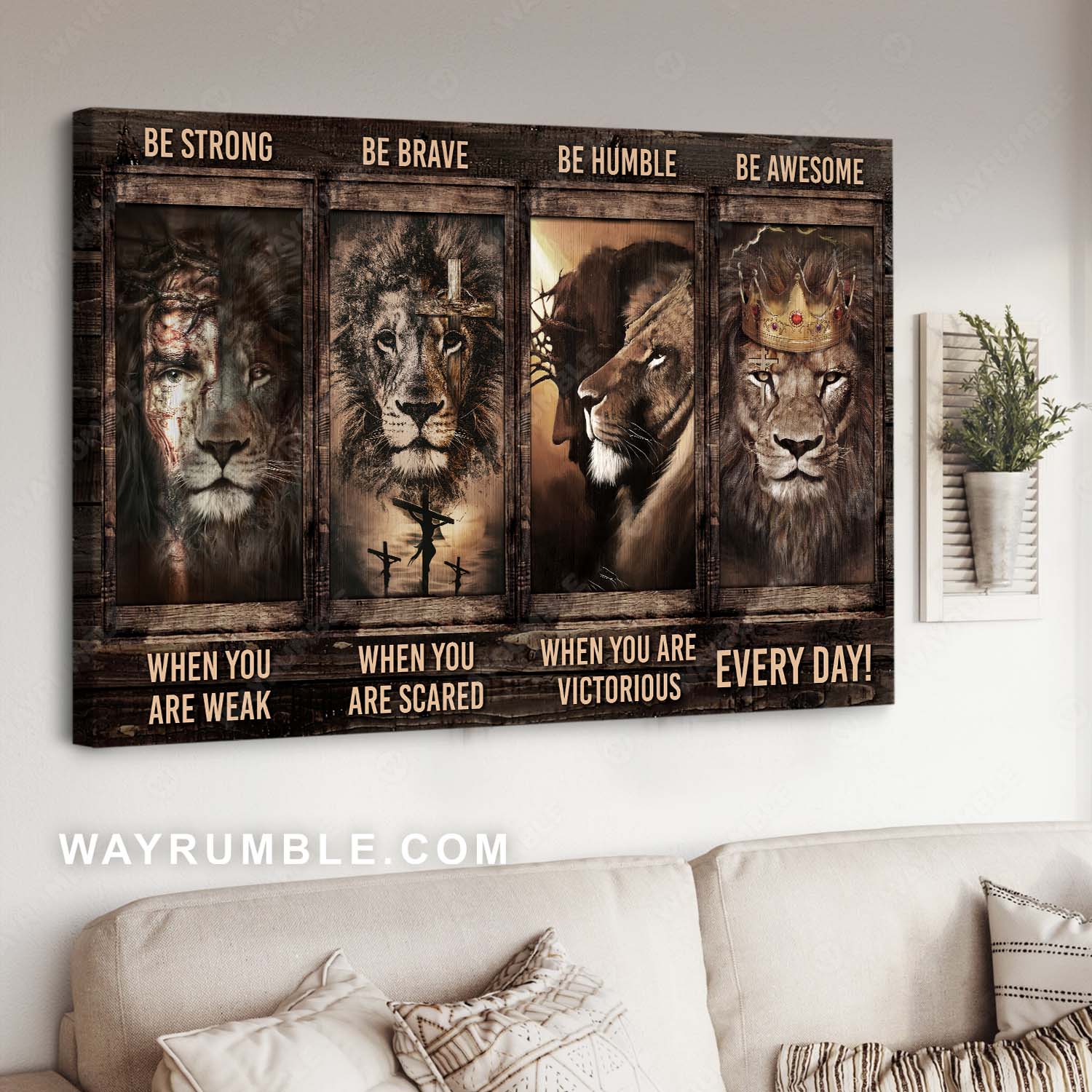 Lion of Judah, Abstract lion head, Religious painting, Be awesome every day - Jesus Landscape Canvas Prints, Christian Wall Art