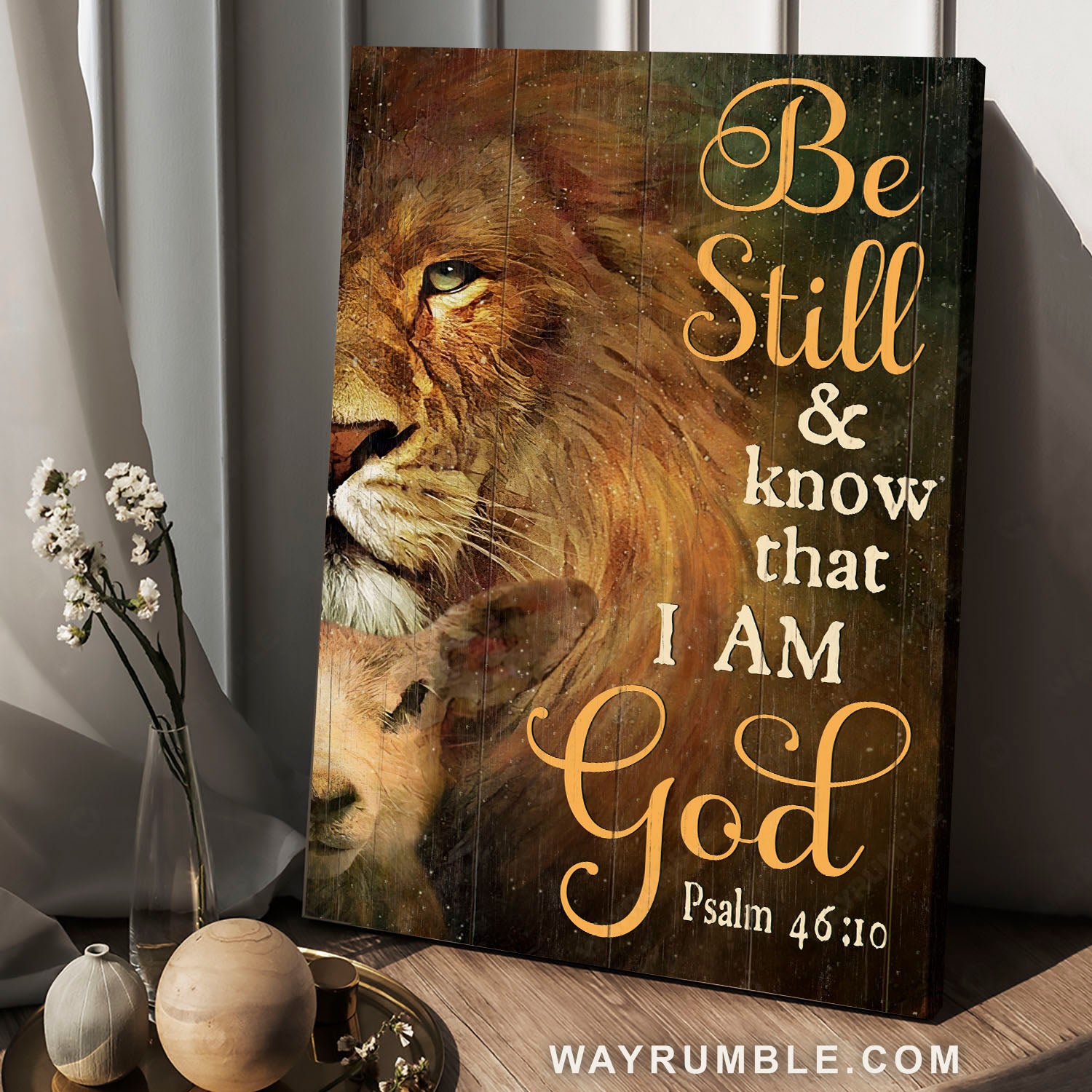 Awesome lion head, Lion of Judah, Lamb of God, Be still & know that I am God - Jesus Portrait Canvas Prints, Christian Wall Art