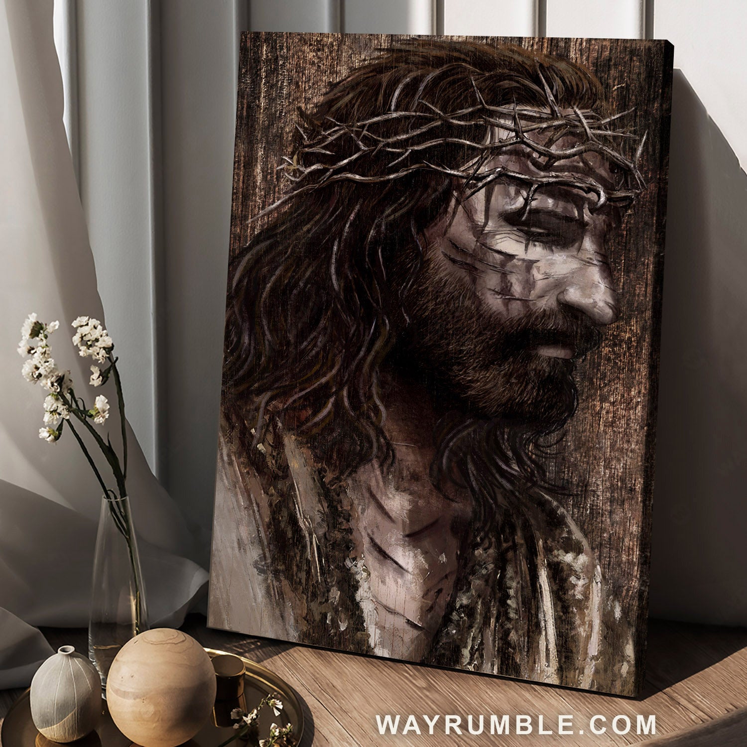 Beautiful Jesus painting, Crown of thorns, Religious gift, Jesus is Lord - Jesus Portrait Canvas Prints, Christian Wall Art