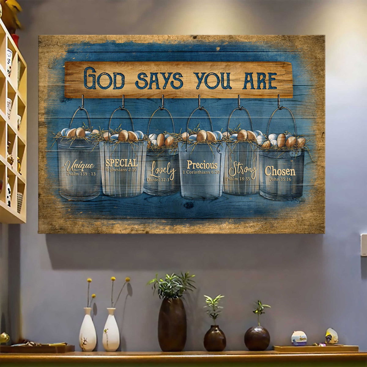 Eggs Bucket, God says you are - Jesus Landscape Canvas Prints, Wall Art