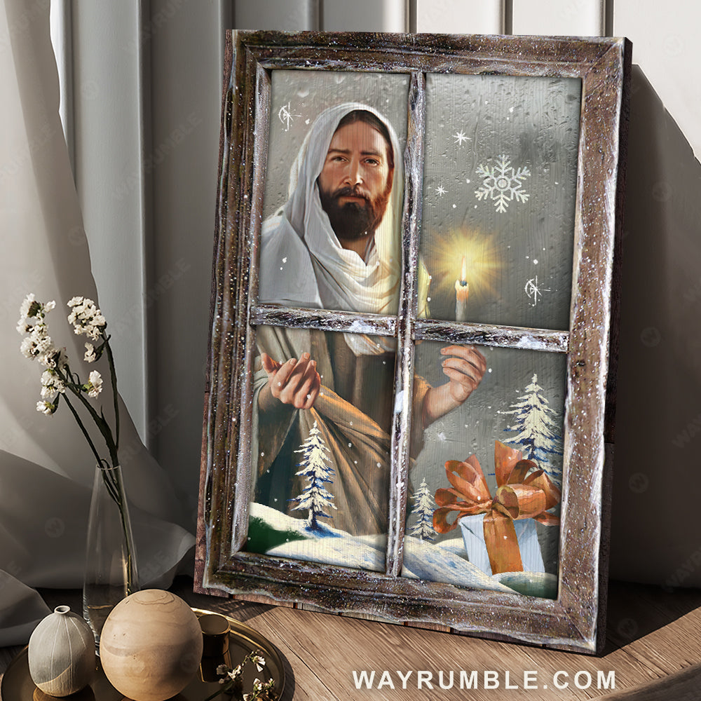Christmas eve, Jesus painting, Christmas gift, Winter season - Jesus Portrait Canvas Prints, Christian Wall Art