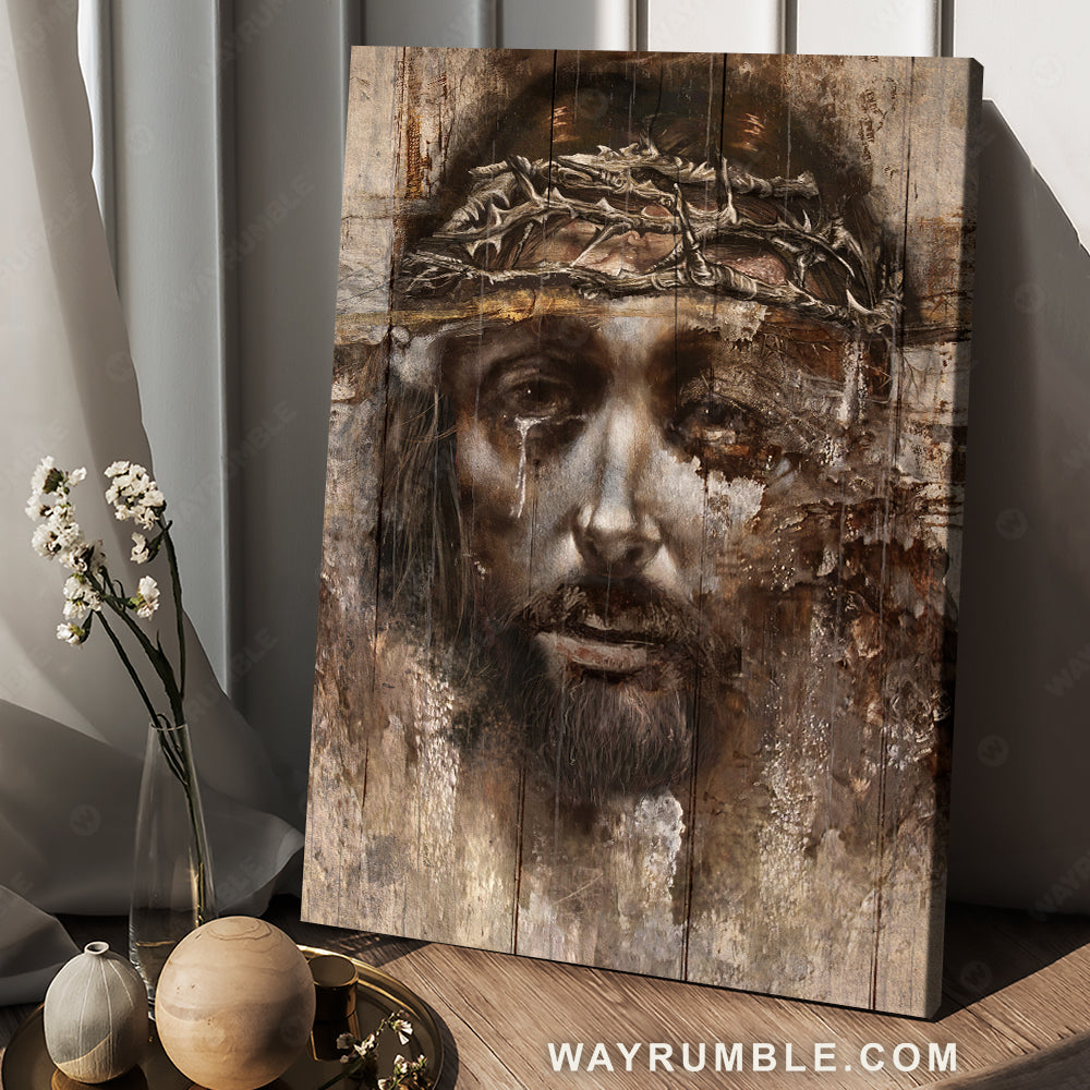 Abstract Jesus painting, Crown of thorns, Religious art, Jesus wept - Jesus Portrait Canvas Prints, Christian Wall Art