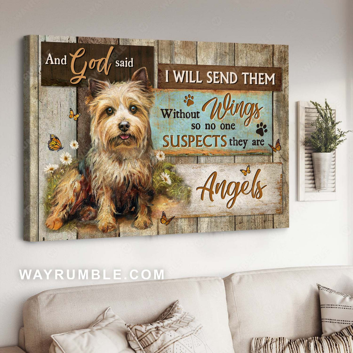 Yorkshire Terrier, Dog lover, Monarch butterfly, I will send them without wings - Jesus Landscape Canvas Prints, Home DecorWall Art