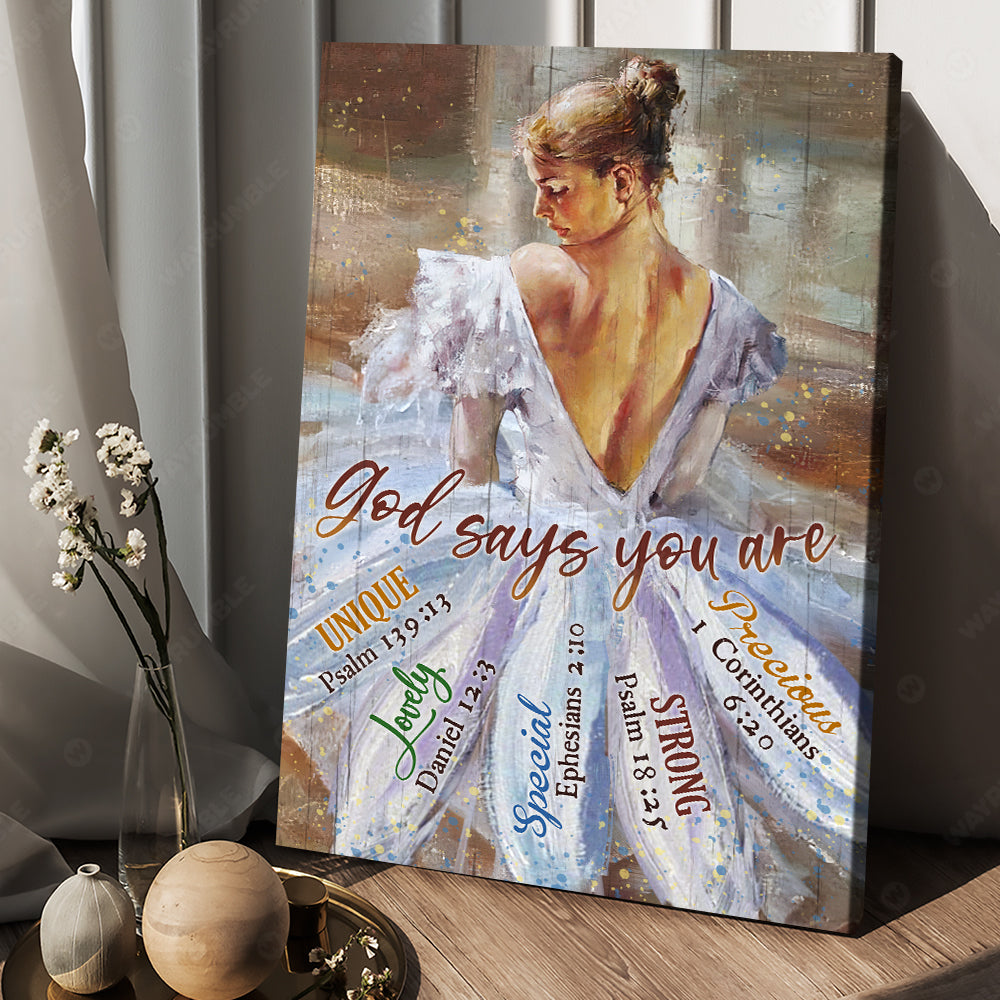 Ballet dancer painting, Gorgeous white dress, Abstract art, God says you are - Jesus Portrait Canvas Prints, Home Decor Wall Art