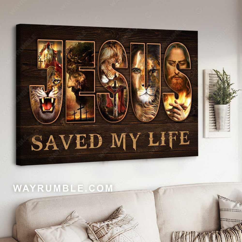 Abstract Jesus painting, Lion of Judah, Warrior of God, Jesus saved my life - Jesus Landscape Canvas Prints, Christian Wall Art