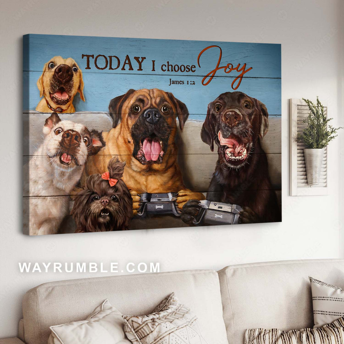 Dog drawing, Cute pets, Playing game, Today I choose joy - Jesus Landscape Canvas Prints, Home Decor Wall Art