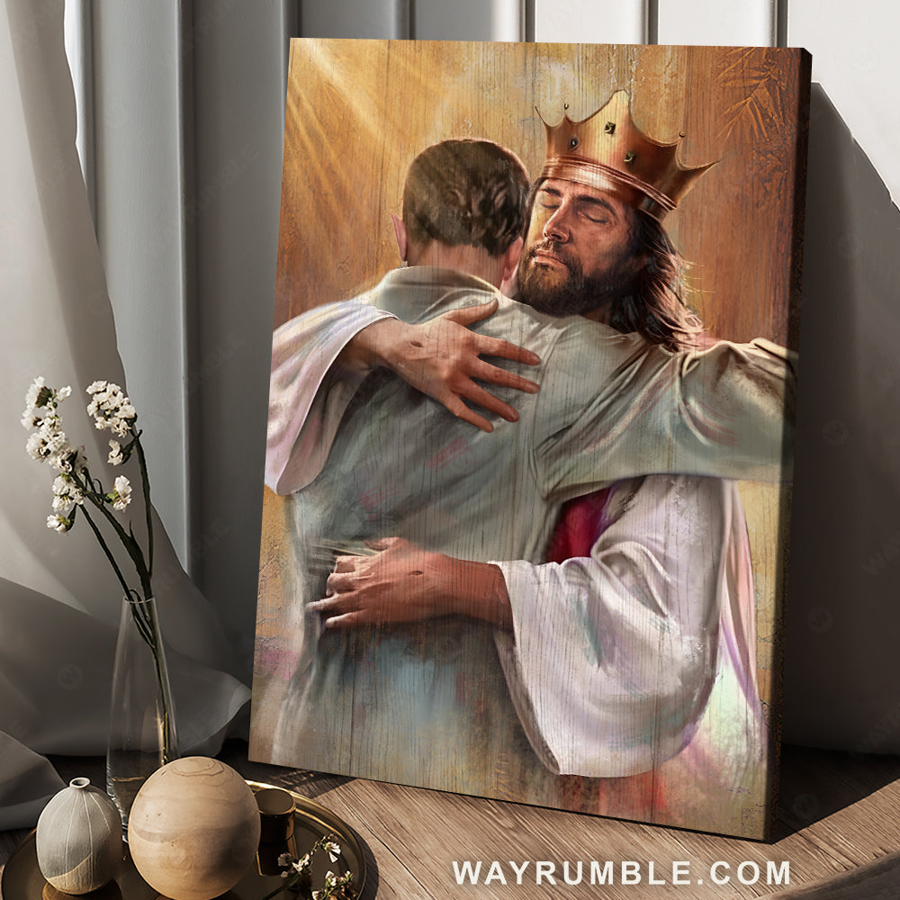 Jesus the king, Beautiful heaven, A heartwarming hug from Jesus - Jesus Portrait Canvas Prints, Christian Wall Art