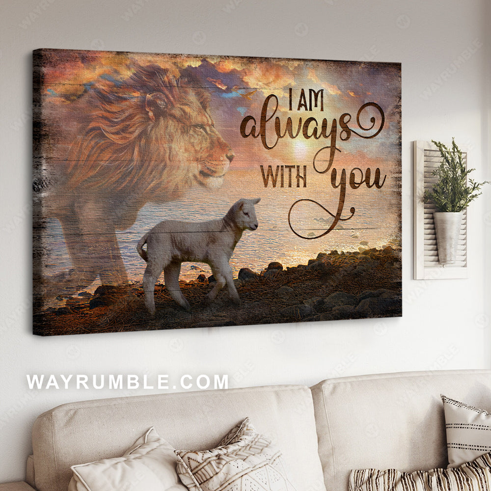 Lion of Judah, Lamb of God, Gorgeous sunrise, I am always with you - Jesus Landscape Canvas Prints, Christian Wall Art