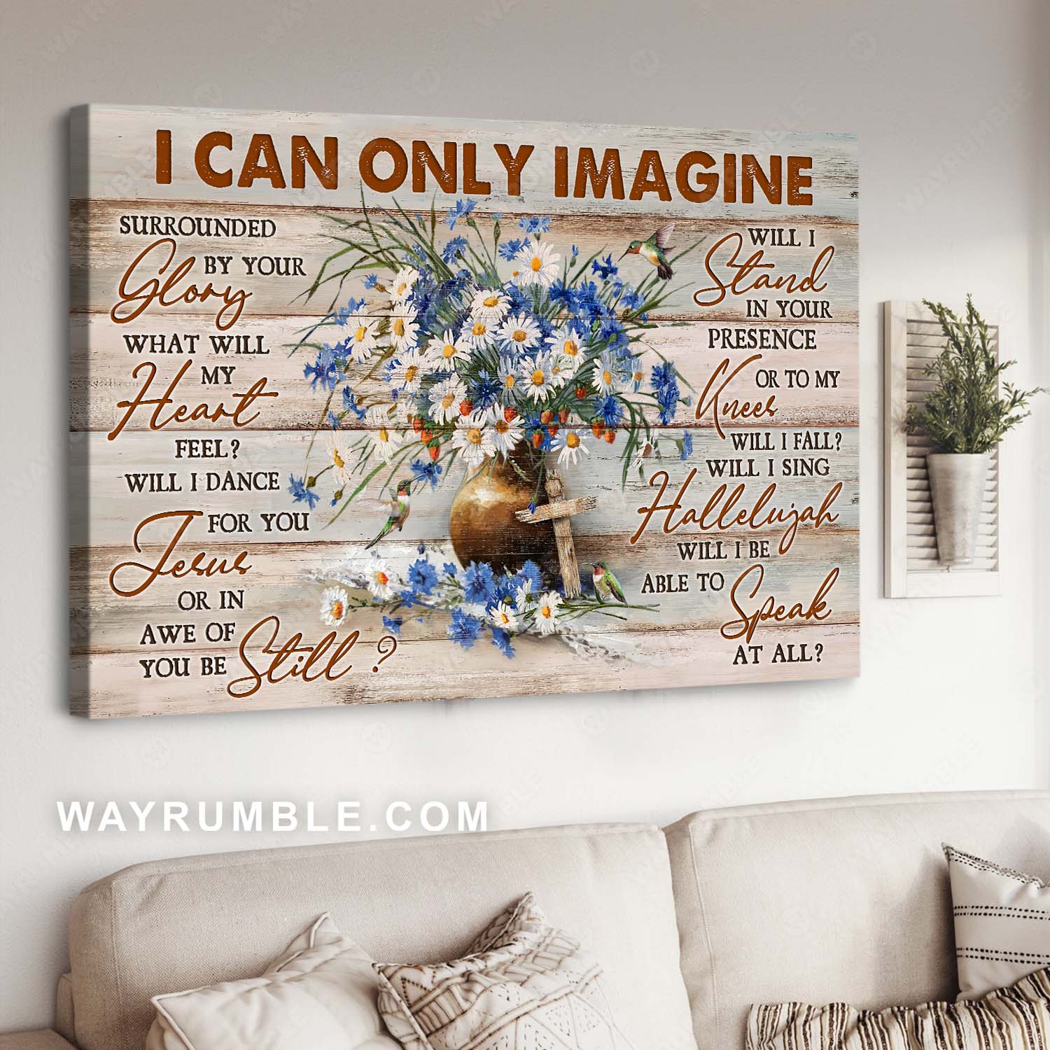 Daisy flower, Hummingbird drawing, Wooden cross, I can only imagine - Jesus Landscape Canvas Prints, Home Decor Wall Art