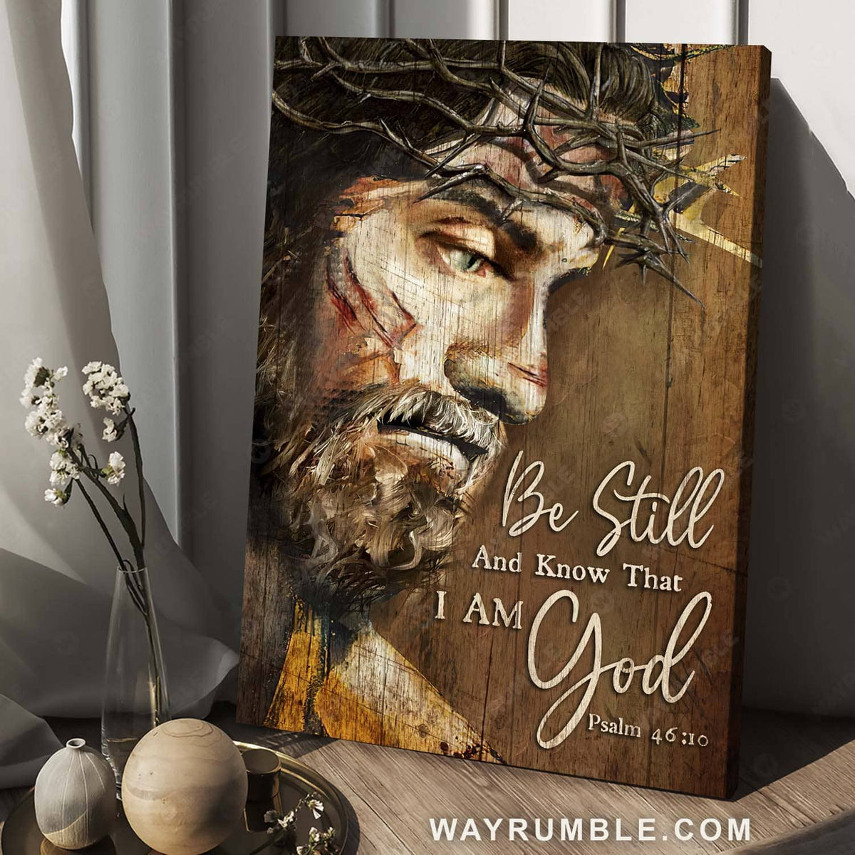 Abstract Jesus drawing, Religious gift, Bible verse, Be still and know that I am God - Jesus Portrait Canvas Prints, Christian Wall Art