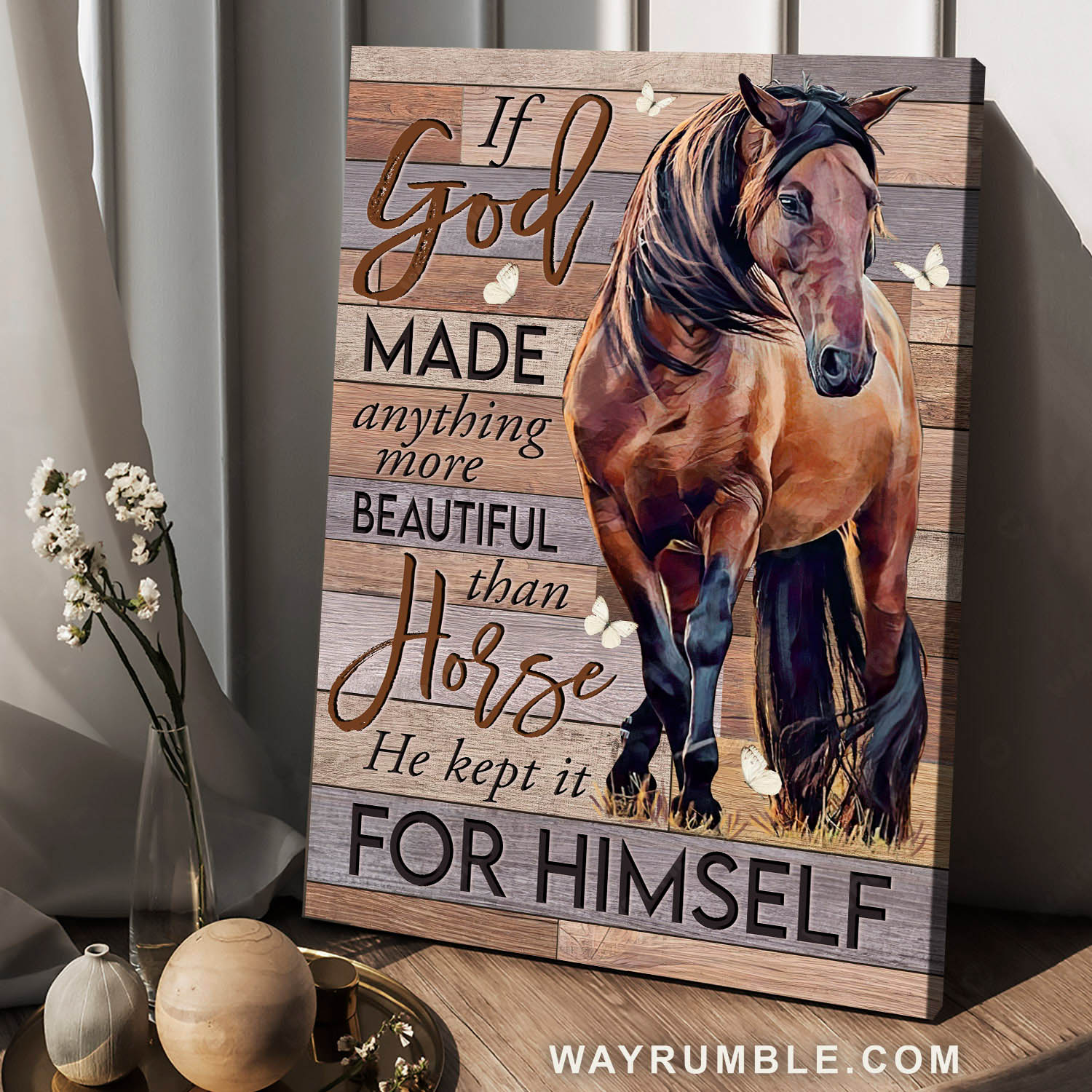 Abstract horse painting, Wild animal, White butterfly, He kept it for himself - Jesus Portrait Canvas Prints, Home Decor Wall Art