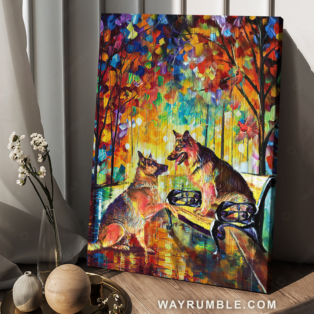 German Shepherd, Vibrant color, Dog drawing, Abstract painting, In the park - Jesus Portrait Canvas Prints, Home Decor Wall Art
